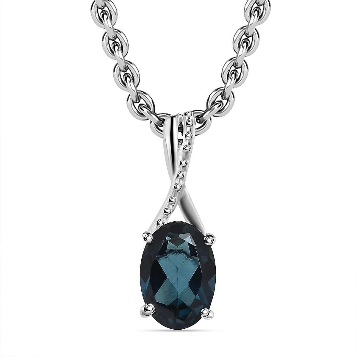 London Blue Topaz Sterling Silver Pendant (Size 20)