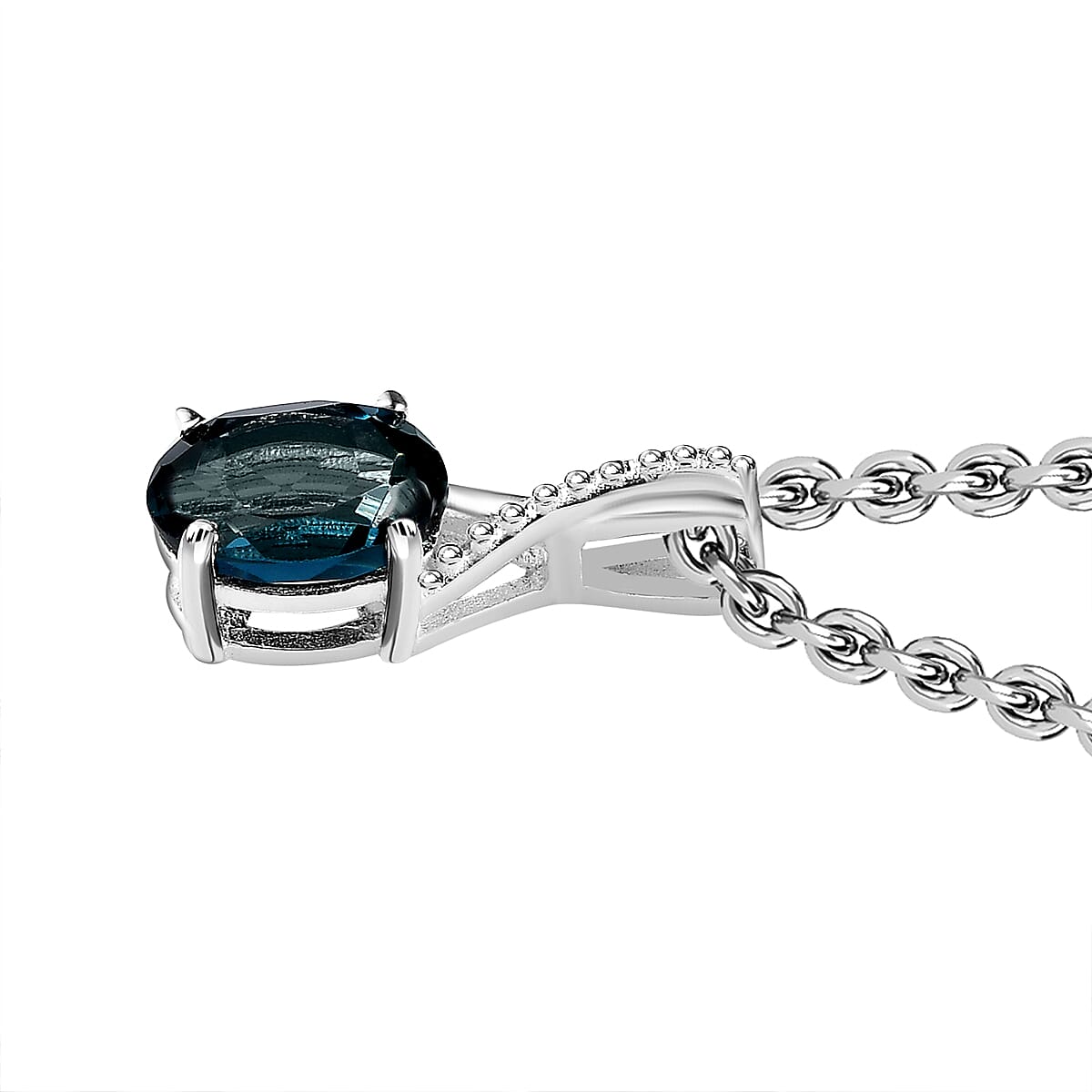London Blue Topaz Sterling Silver Pendant (Size 20)