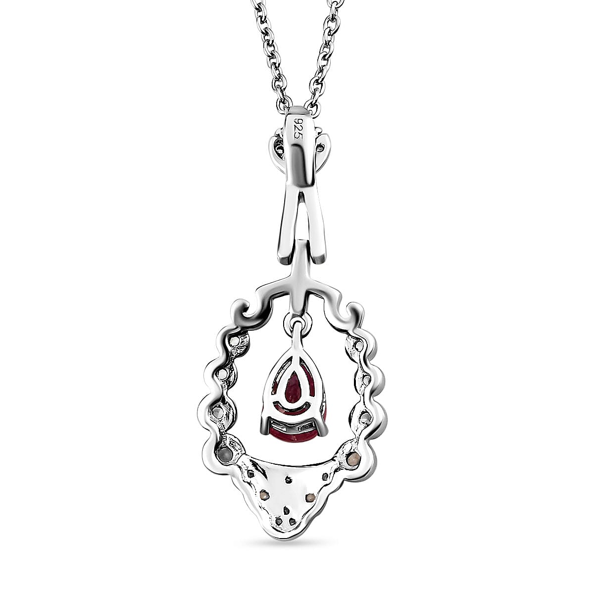 Cabo Delgado Ruby and Natural Cambodian Zircon Pendant with Chain (18 With 2Inch Extender) in Sterling Silver 1.39 Ct.