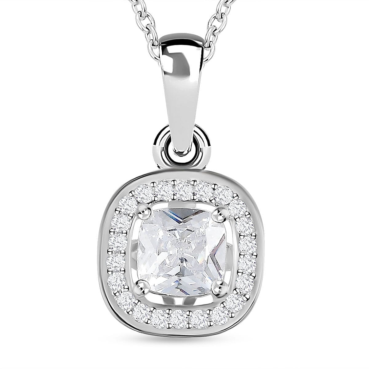 Cubic Zirconia Pendant with Chain in Sterling Silver