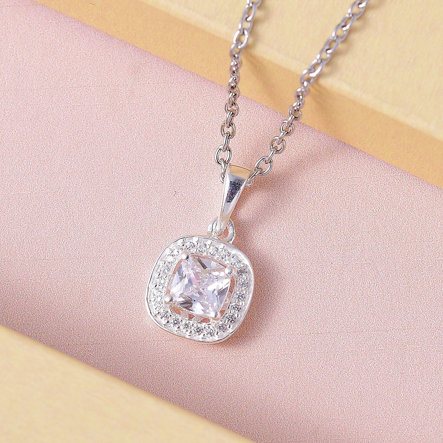 Cubic Zirconia Pendant with Chain in Sterling Silver