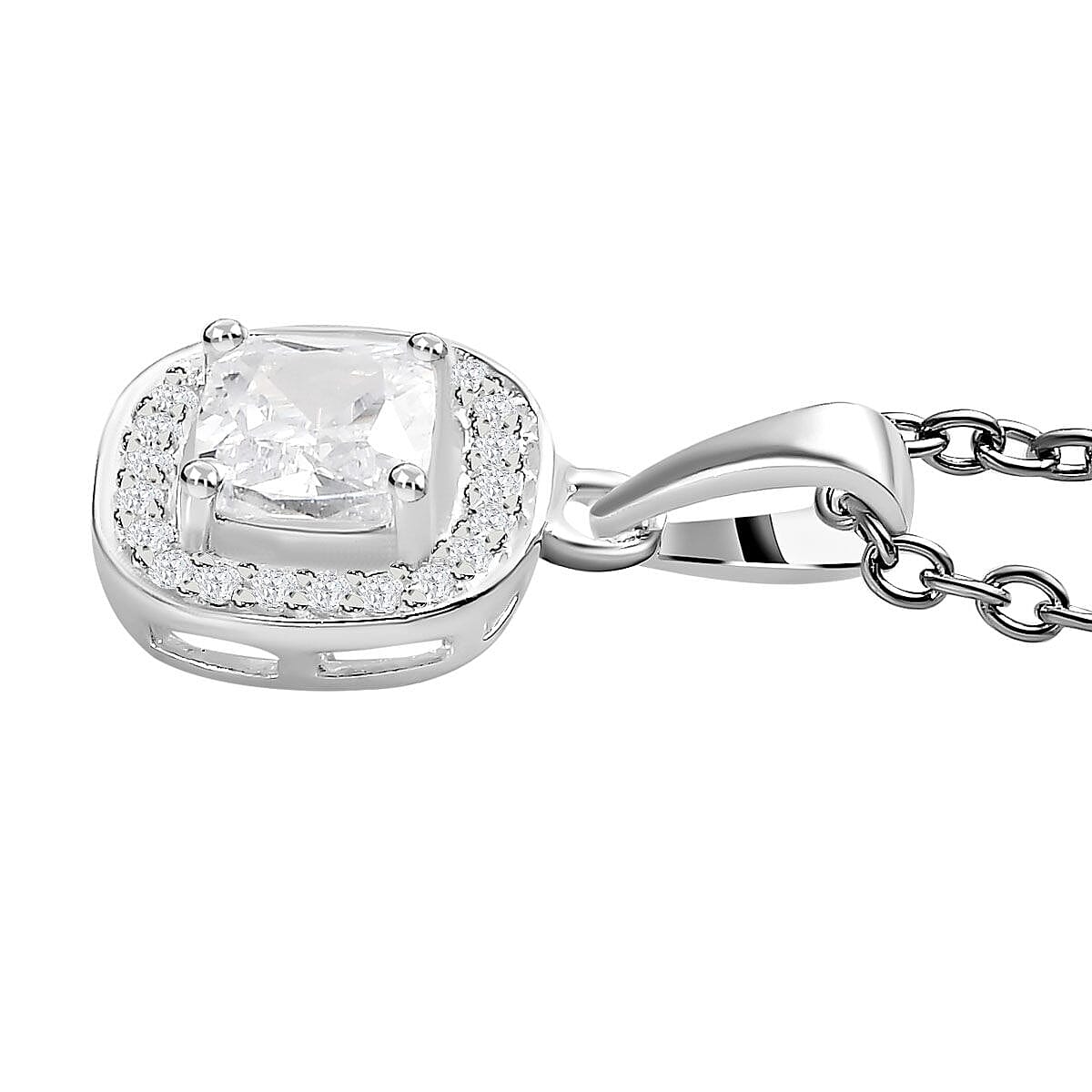 Cubic Zirconia Pendant with Chain in Sterling Silver
