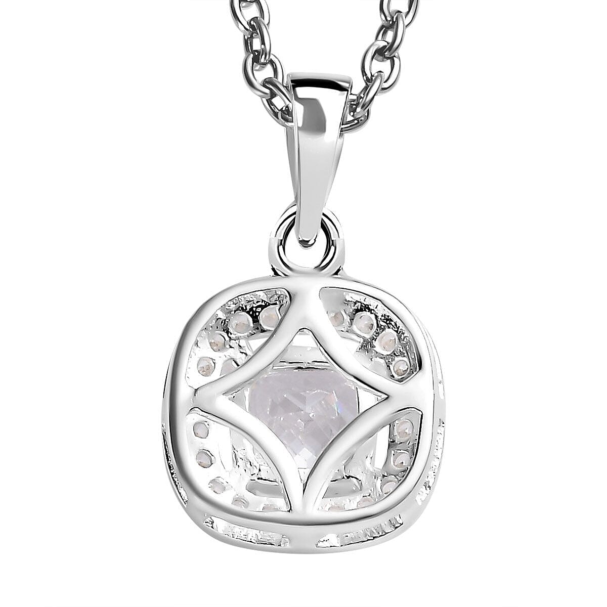 Cubic Zirconia Pendant with Chain in Sterling Silver