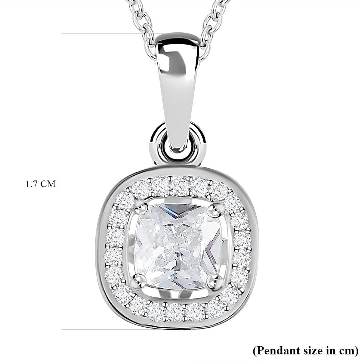 Cubic Zirconia Pendant with Chain in Sterling Silver