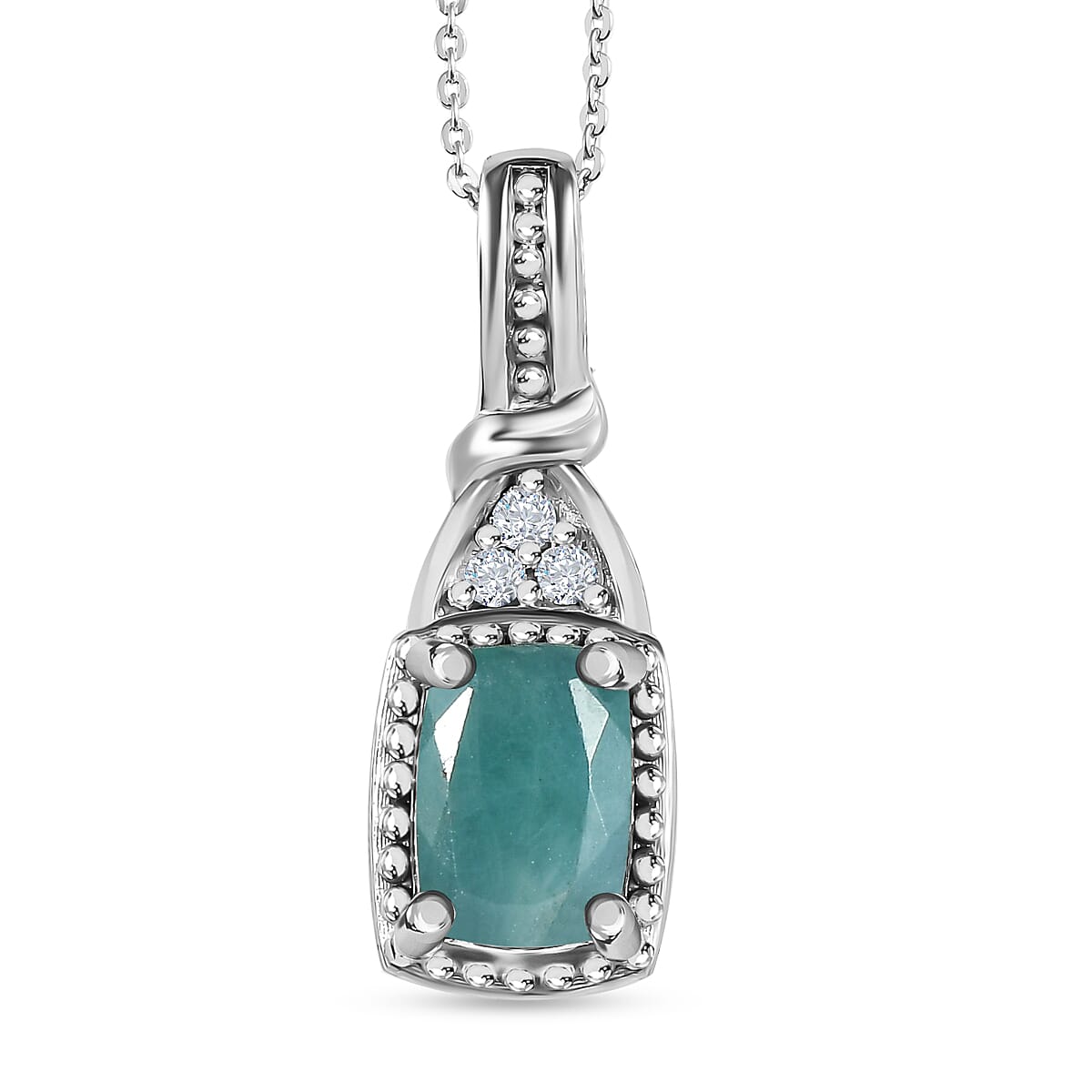 Grandidierite and Natural Zircon Pendant with Chain (Size 20) in Platinum Overlay Sterling Silver 1.30 Ct