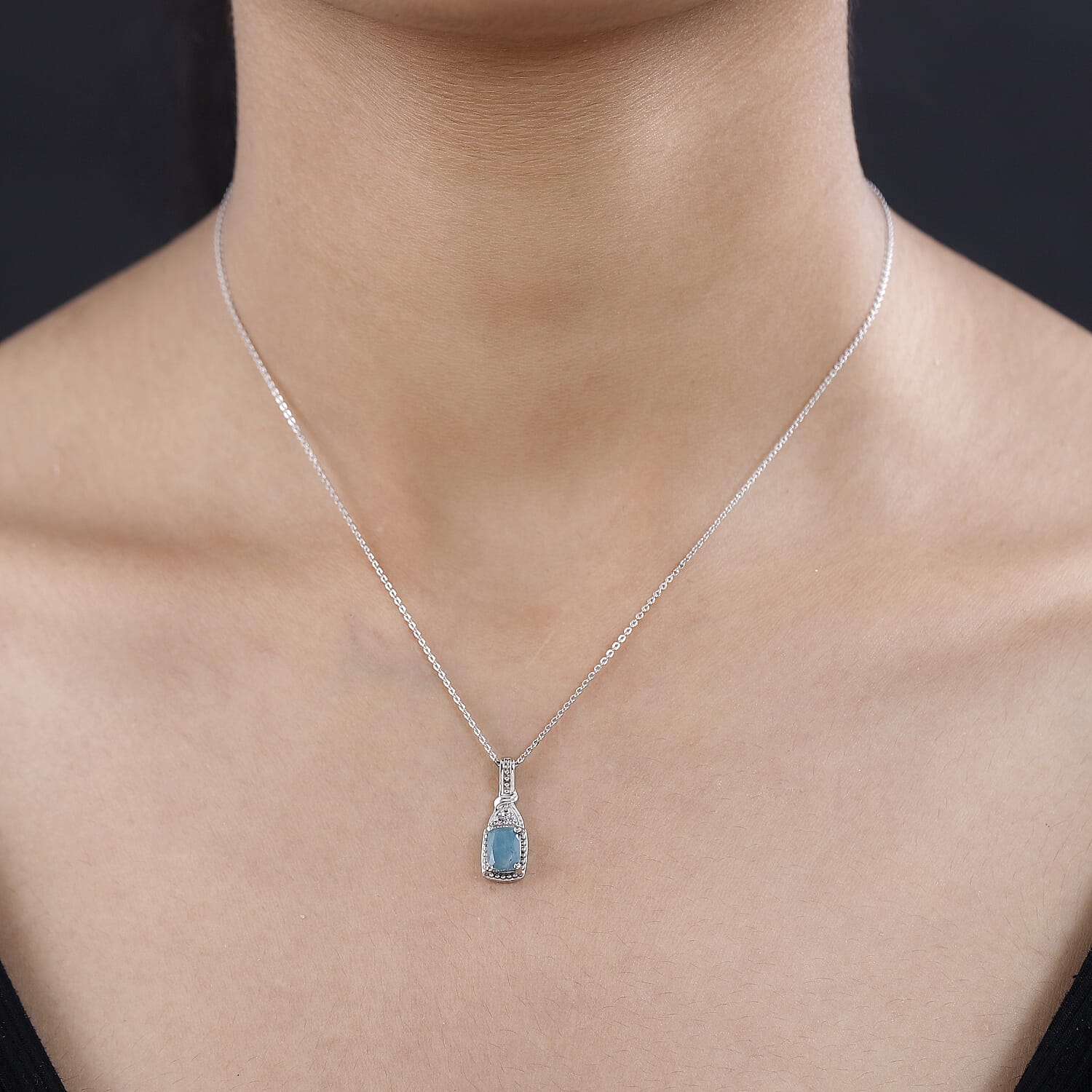Grandidierite and Natural Zircon Pendant with Chain (Size 20) in Platinum Overlay Sterling Silver 1.30 Ct