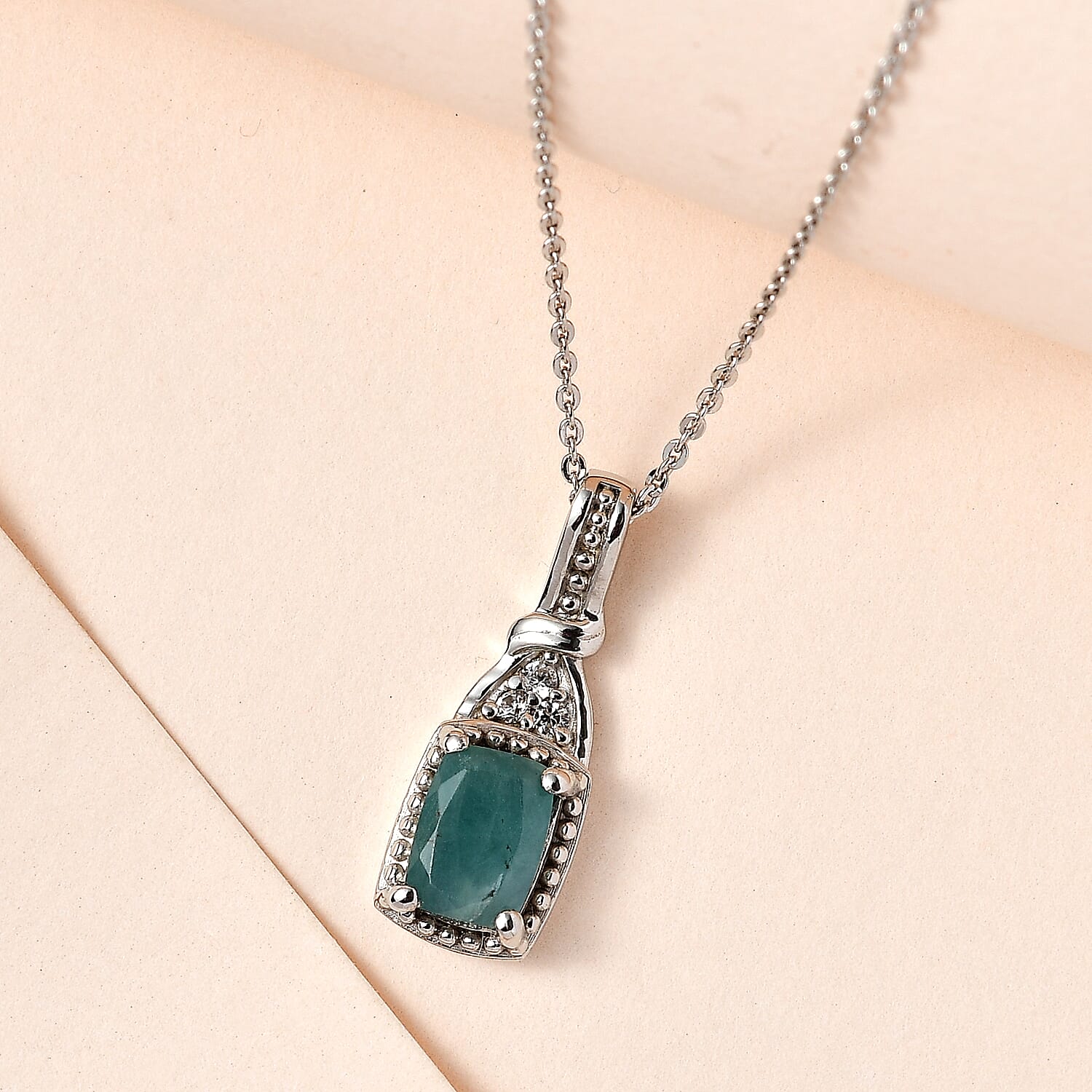 Grandidierite and Natural Zircon Pendant with Chain (Size 20) in Platinum Overlay Sterling Silver 1.30 Ct