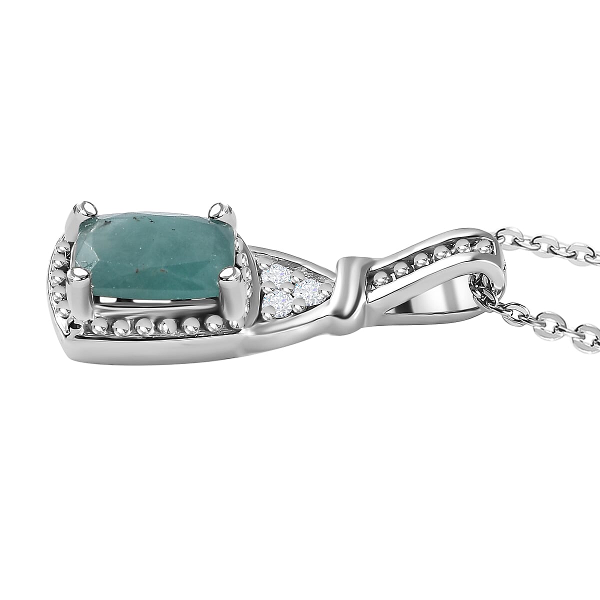 Grandidierite and Natural Zircon Pendant with Chain (Size 20) in Platinum Overlay Sterling Silver 1.30 Ct