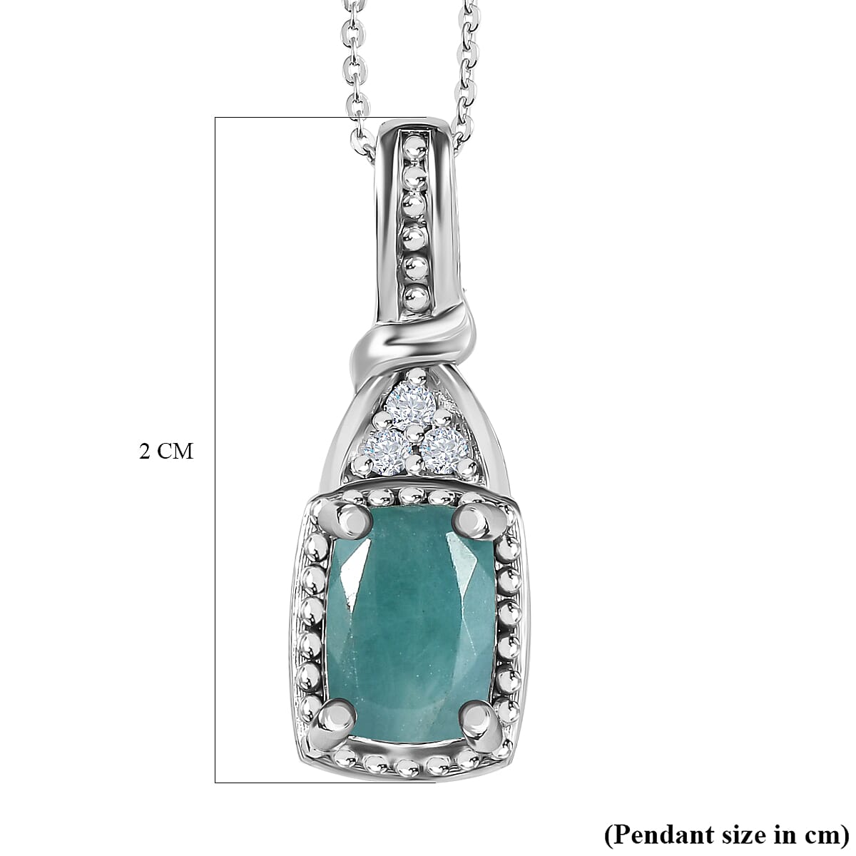 Grandidierite and Natural Zircon Pendant with Chain (Size 20) in Platinum Overlay Sterling Silver 1.30 Ct