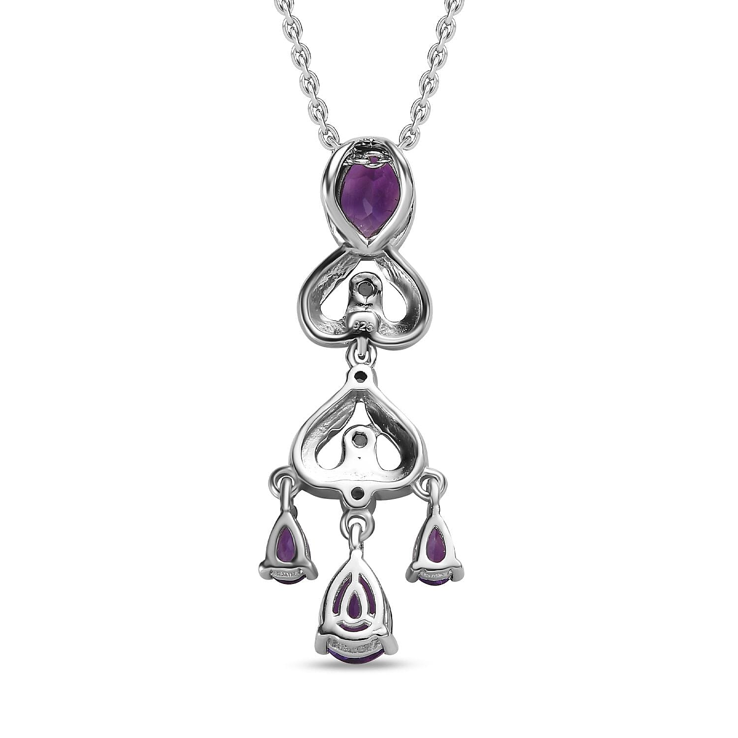 Moroccan Amethyst and Natural Zircon Pendant with Chain (Size 20) in Platinum Overlay Sterling Silver 2.04 Ct, Silver Wt. 5.79 Gms