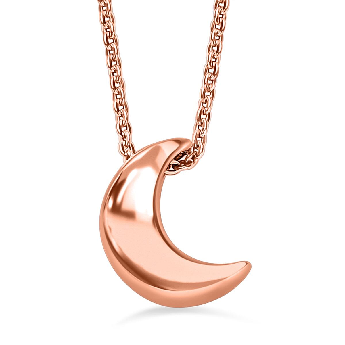 Half Moon Pendant with Chain (Size 20) in 18K Vermeil Rose Gold Plated Sterling Silver