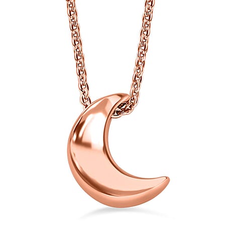 Half Moon Pendant with Chain (Size 20) in 18K Vermeil Rose Gold Plated Sterling Silver
