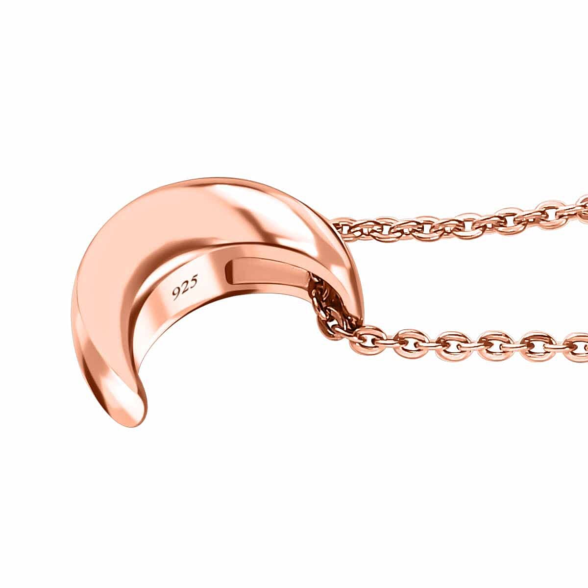 Half Moon Pendant with Chain (Size 20) in 18K Vermeil Rose Gold Plated Sterling Silver