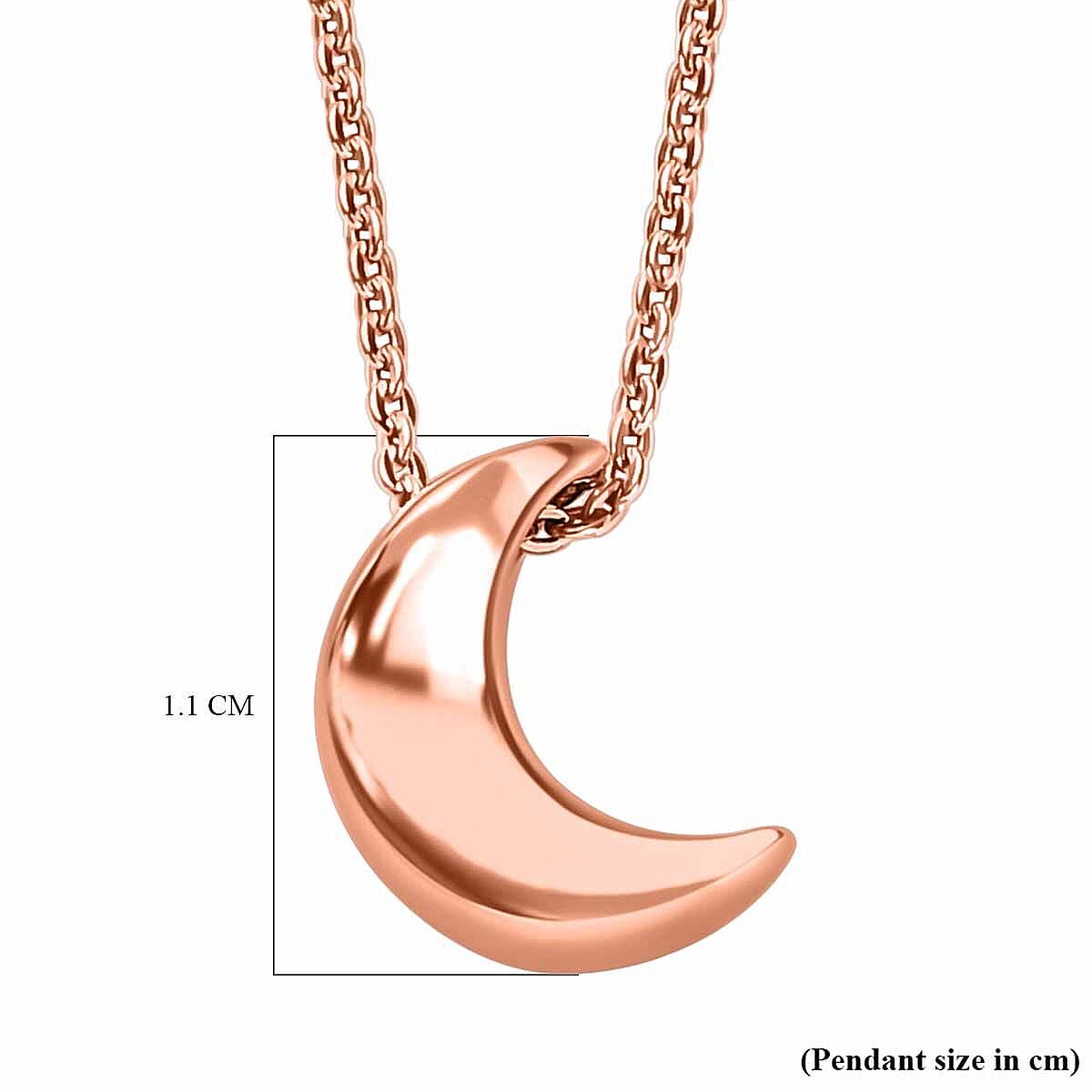 Half Moon Pendant with Chain (Size 20) in 18K Vermeil Rose Gold Plated Sterling Silver