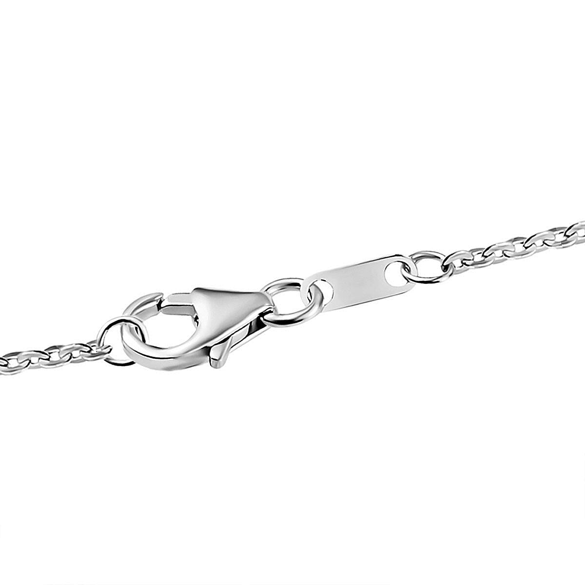 Half Moon Pendant with Chain (Size 20) in Platinum Overlay Sterling Silver