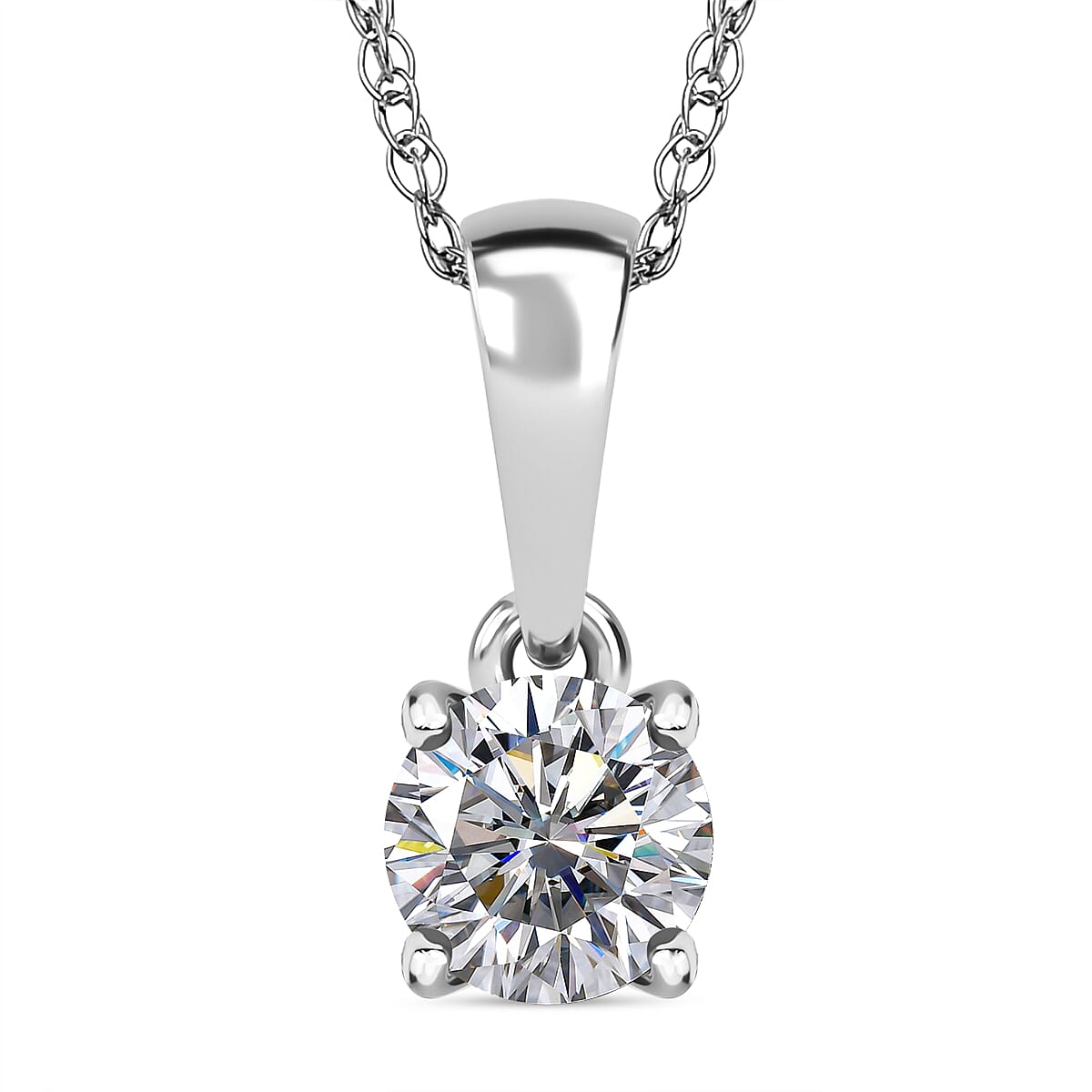 14K W Gold White Diamond Pendant with Chain (Size 18)
