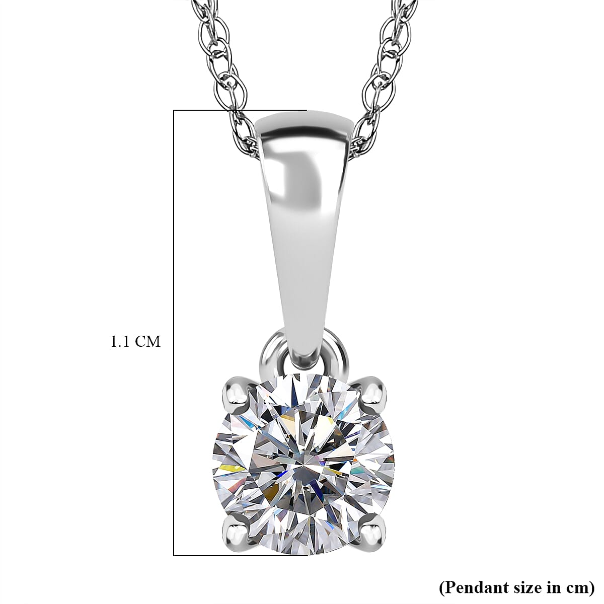 14K W Gold White Diamond Pendant with Chain (Size 18)