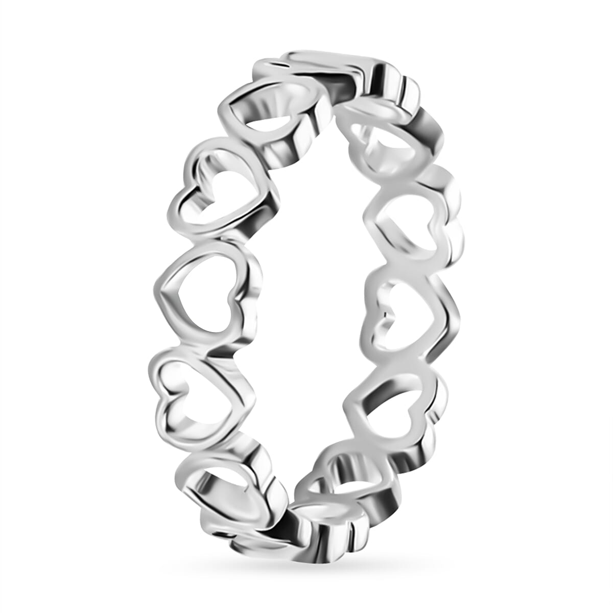 2 Piece Set - Sterling Silver Heart Ring and Pendant with Stainless Steel Chain (Size 20)