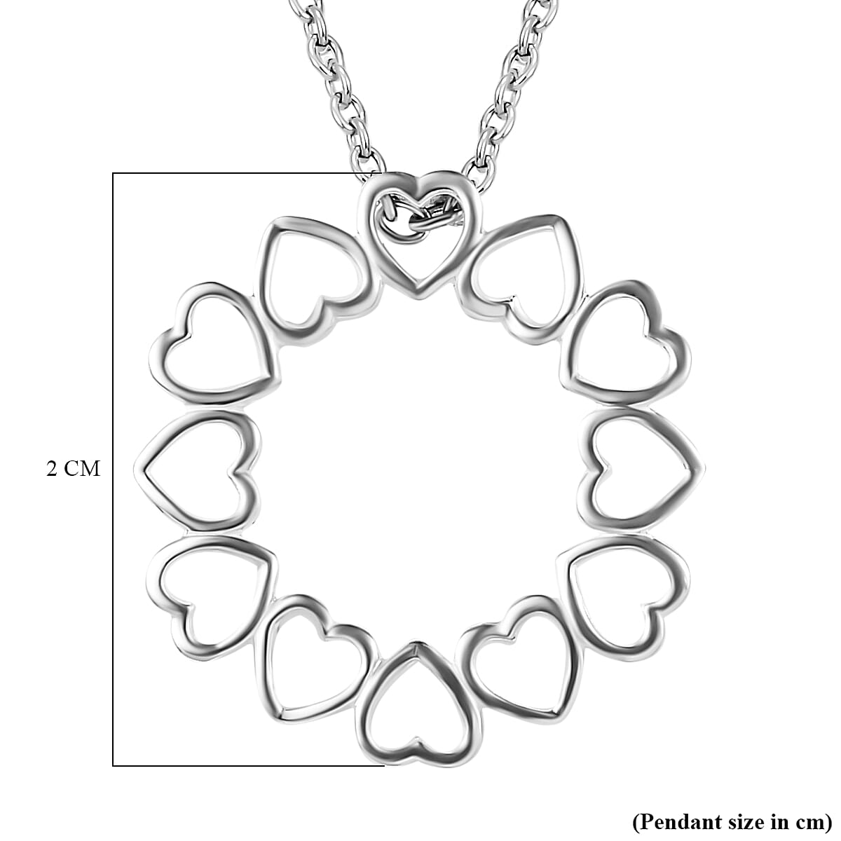 2 Piece Set - Sterling Silver Heart Ring and Pendant with Stainless Steel Chain (Size 20)