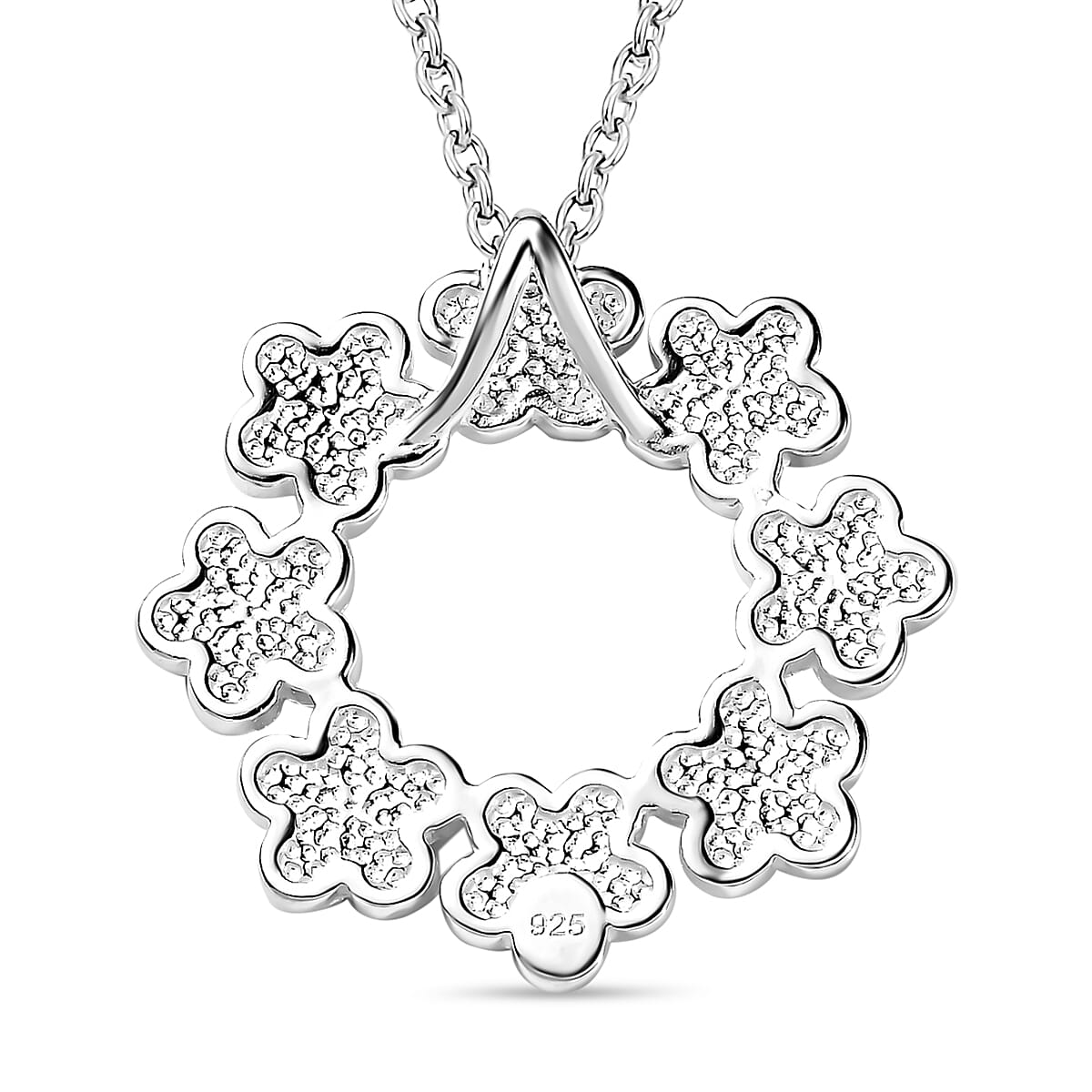 Sterling Silver Floral Pendant with Stainless Steel Chain (Size 20)