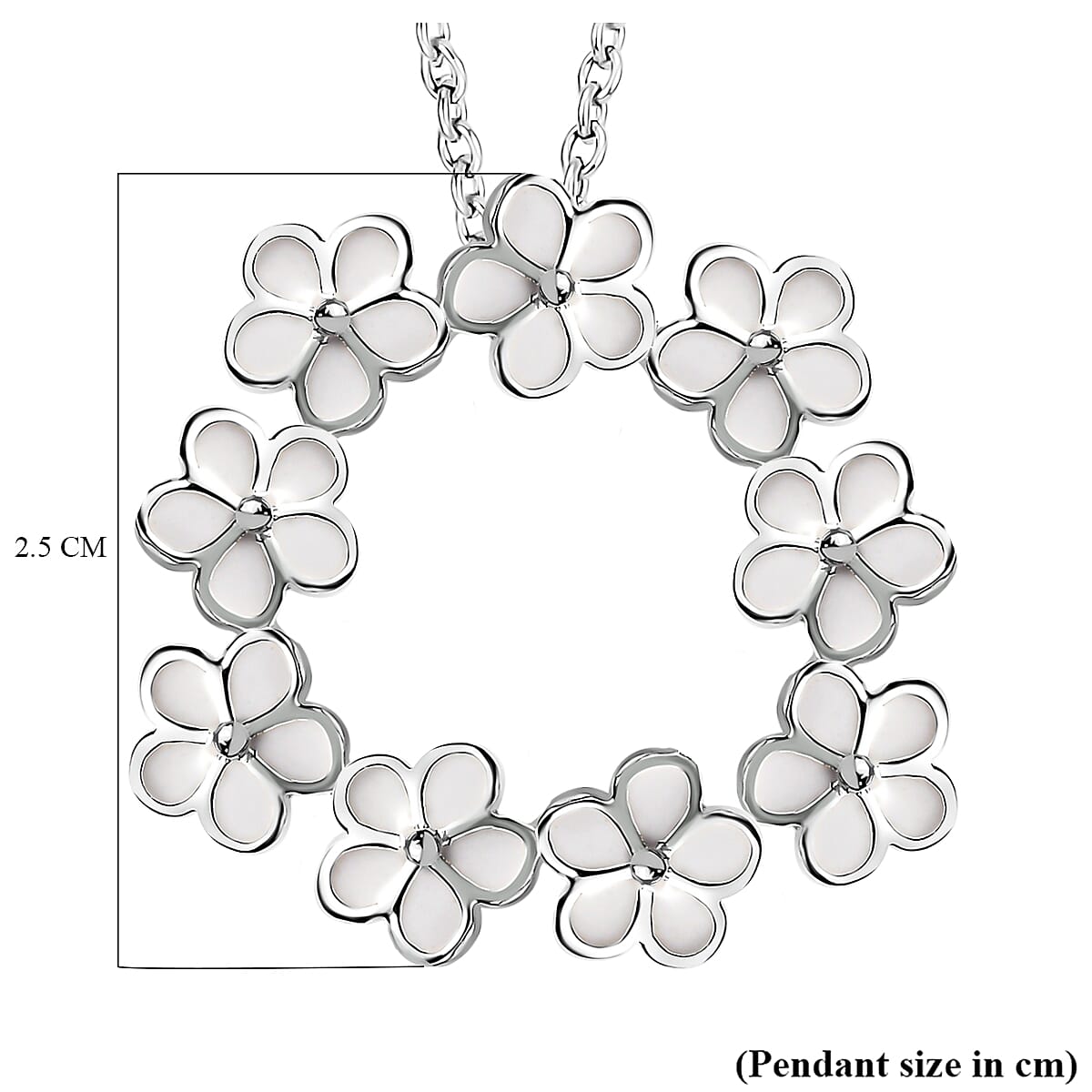 Sterling Silver Floral Pendant with Stainless Steel Chain (Size 20)