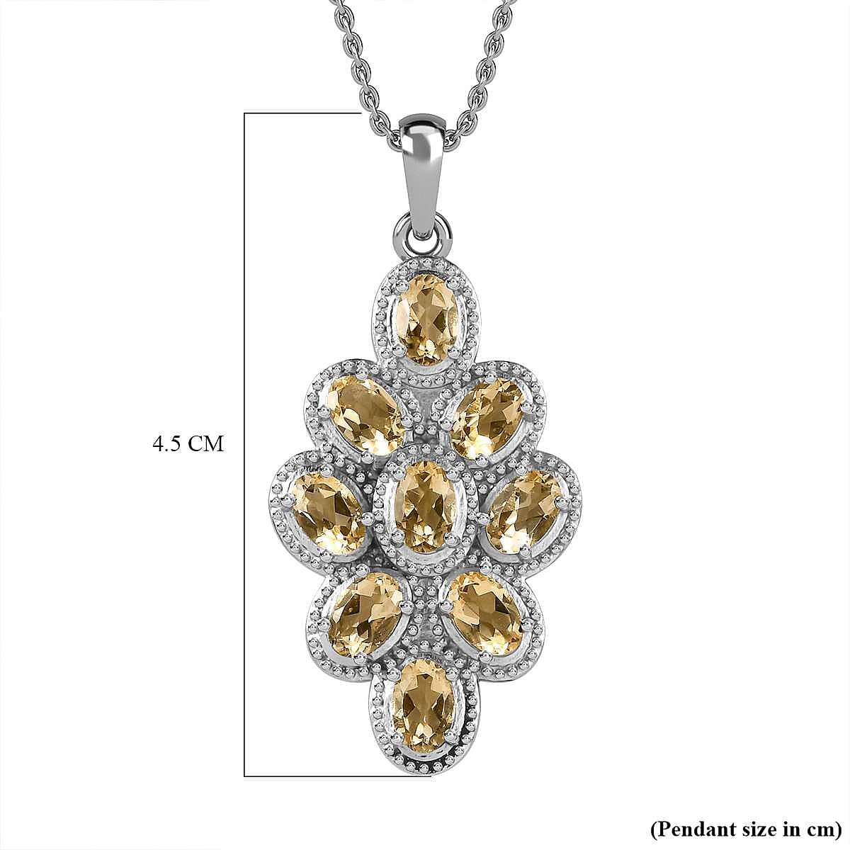 Citrine Cluster Pendant with Stainless Steel Magnetic Lock Chain (Size 20)