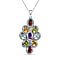 Multi Gemstone Pendant with Chain (Size 20) in Stainless Steel 3.17 Ct.