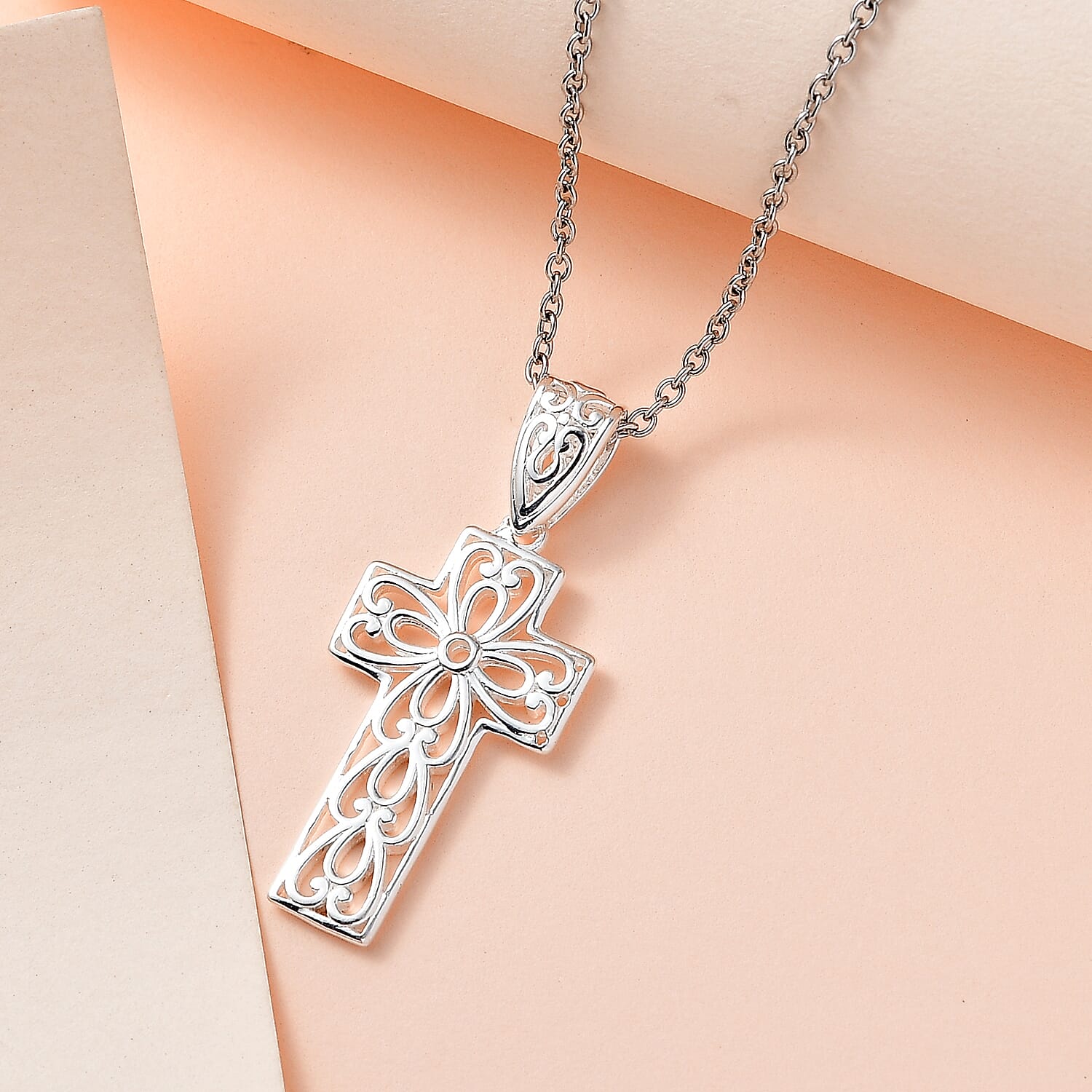 Sterling Silver Cross Pendant with Chain (Size-20)