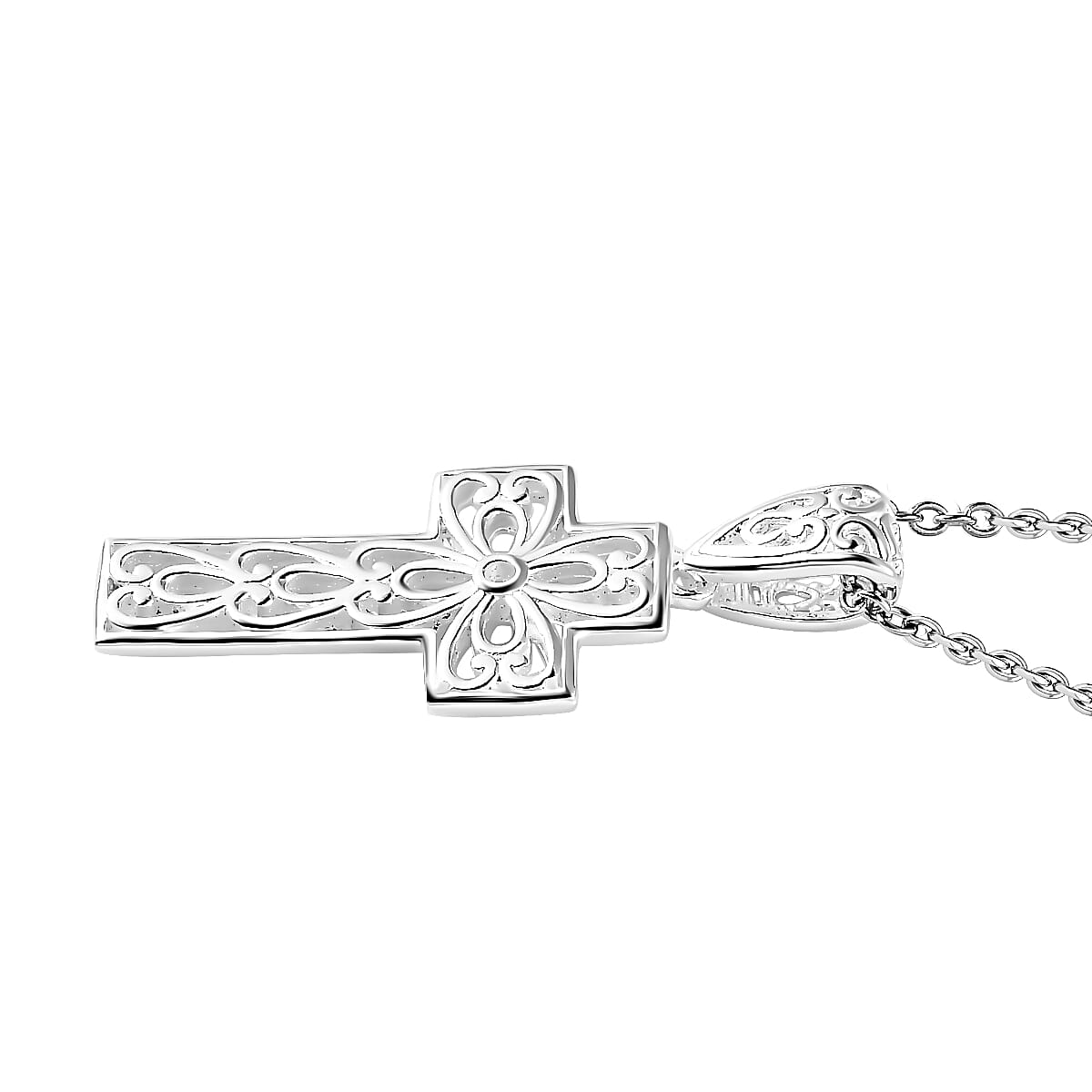 Sterling Silver Cross Pendant with Chain (Size-20)