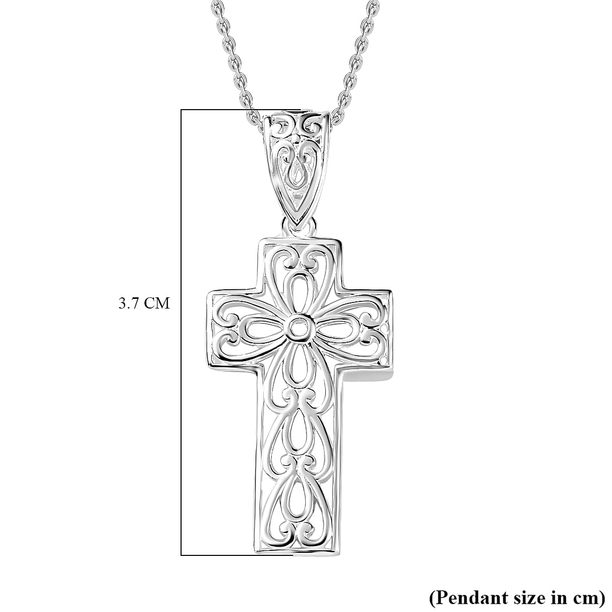 Sterling Silver Cross Pendant with Chain (Size-20)