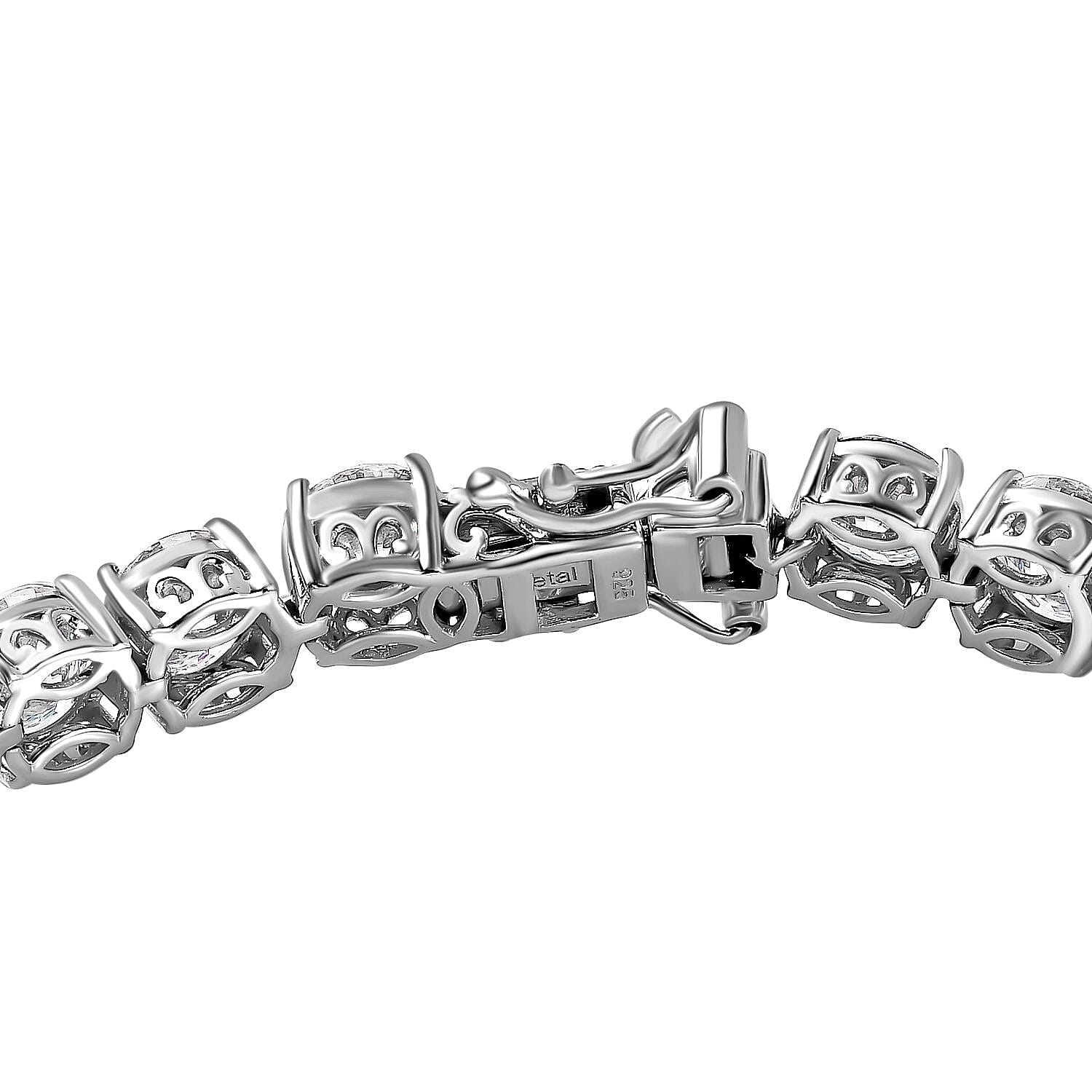 2 Piece Set - Moissanite Tennis Bracelet (Size-7) & Stud Earrings in Platinum Overlay Sterling Silver 22.04 Ct, Silver Wt 12.30 GM