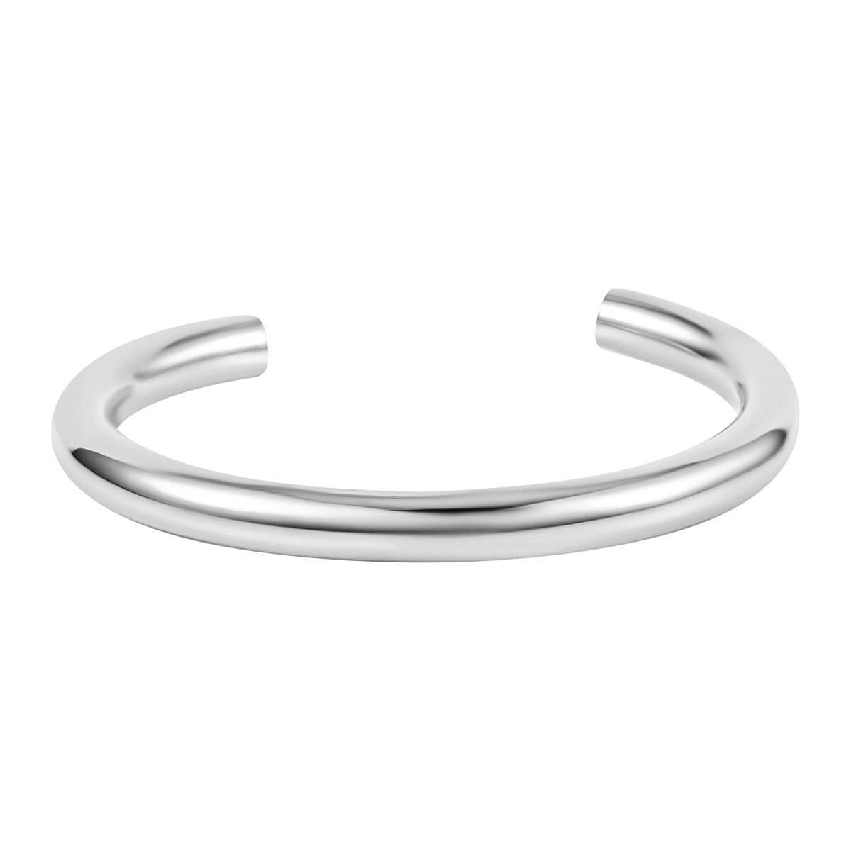 3 Piece Set - Circle Necklace (Size 20) and Openable Bangle (Size 7.5) and Hoop Earrings in Silver Tone