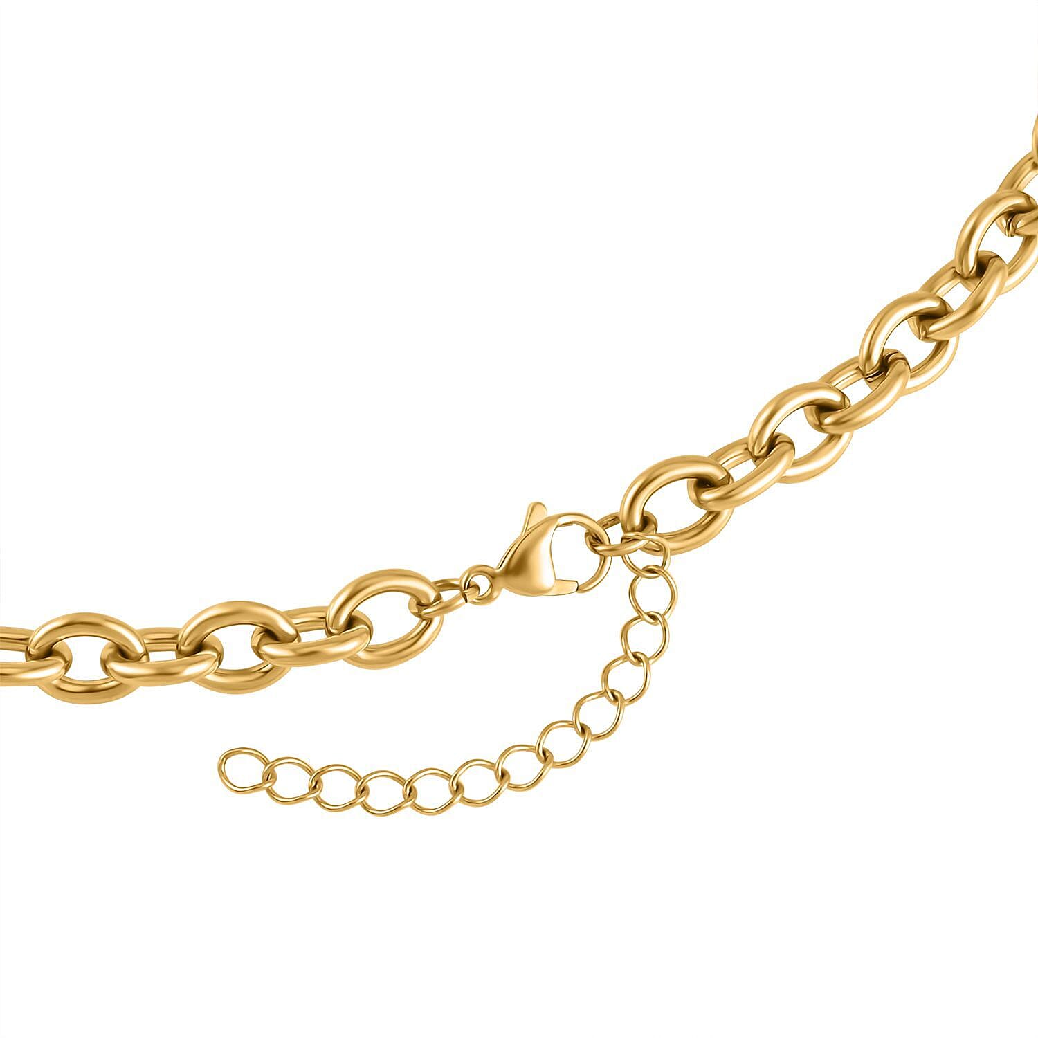 Set of 2 - Snake & Rope Stainless Steel Necklace (22-2) in Yellow Gold Tone