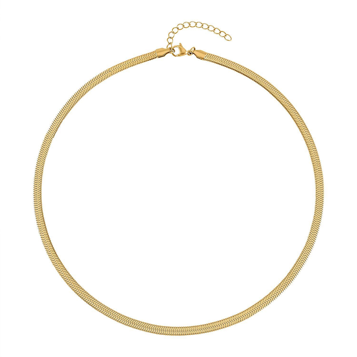 Set of 2 - Snake & Rope Stainless Steel Necklace (22-2) in Yellow Gold Tone