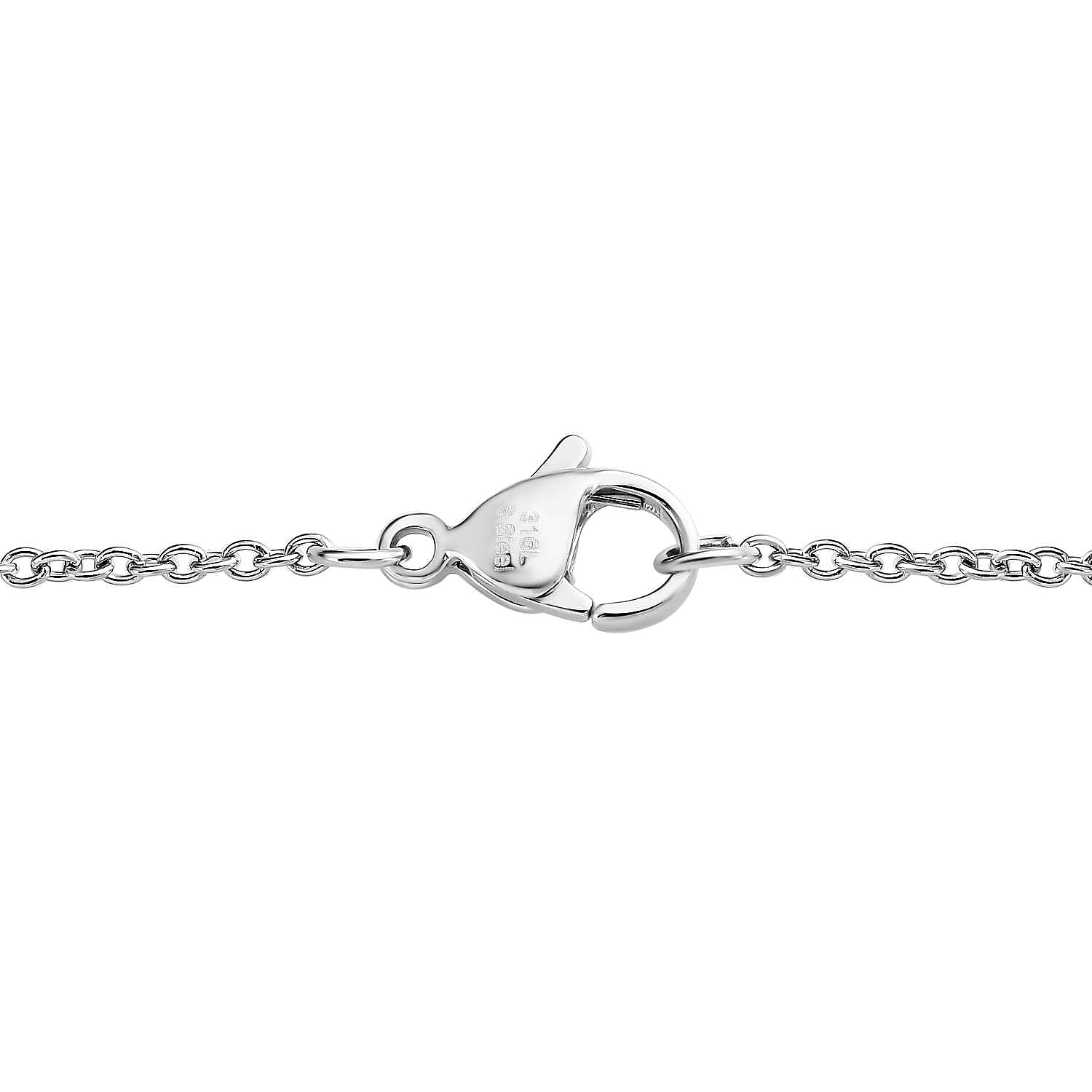 Larimar Solitaire Platinum Overlay Sterling Silver Pendant with Stainless Steel Chain (Size 20) 2.90 Ct.