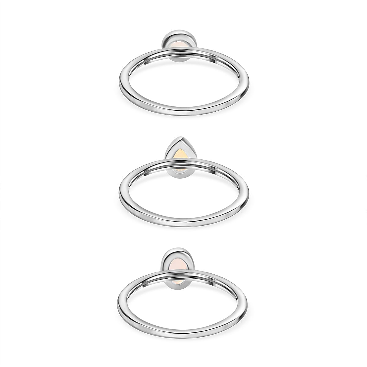 Set of 3 - Ethiopian Welo Opal Stackable Ring Sterling Silver