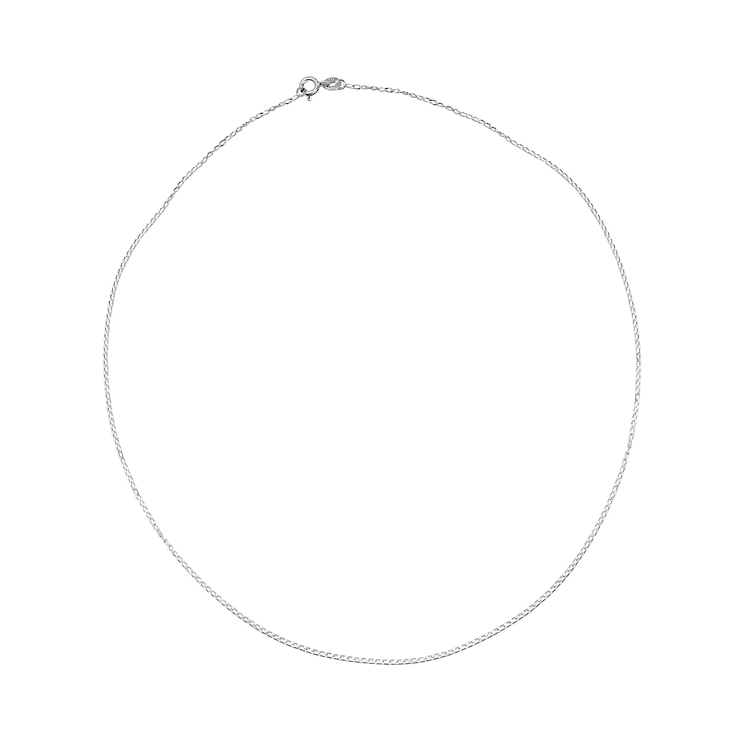 Set of 2 - Sterling Silver Diamond Cut Long Curb Link Chain (Size 18) with Spring Ring Clasp