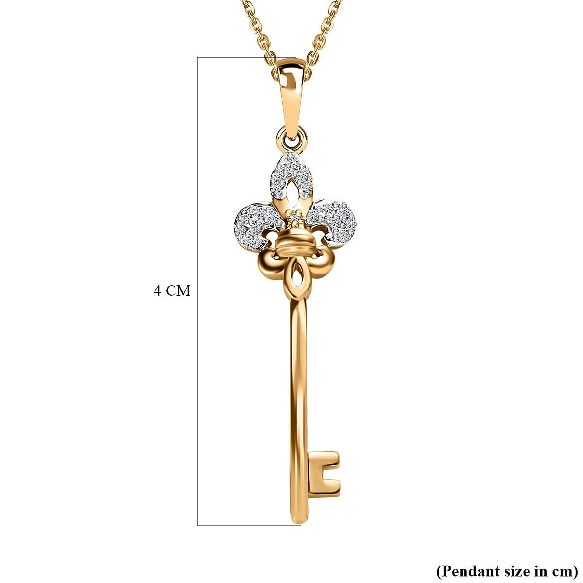 Moissanite Pendant with Chain (Size 20) in Vermeil YG Sterling Silver 0.09 ct Silver Wt. 6.87 Gms 0.120 Ct.
