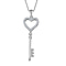 Moissanite Key Pendant with Chain (Size 20) in Platinum Overlay Sterling Silver