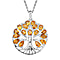 Multi Gemstone Sterling Silver Tree of Life Pendant With Stainless Steel Chain (Size 20) 5.42 Ct