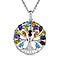 Multi Gemstone Sterling Silver Tree of Life Pendant With Stainless Steel Chain (Size 20) 5.42 Ct