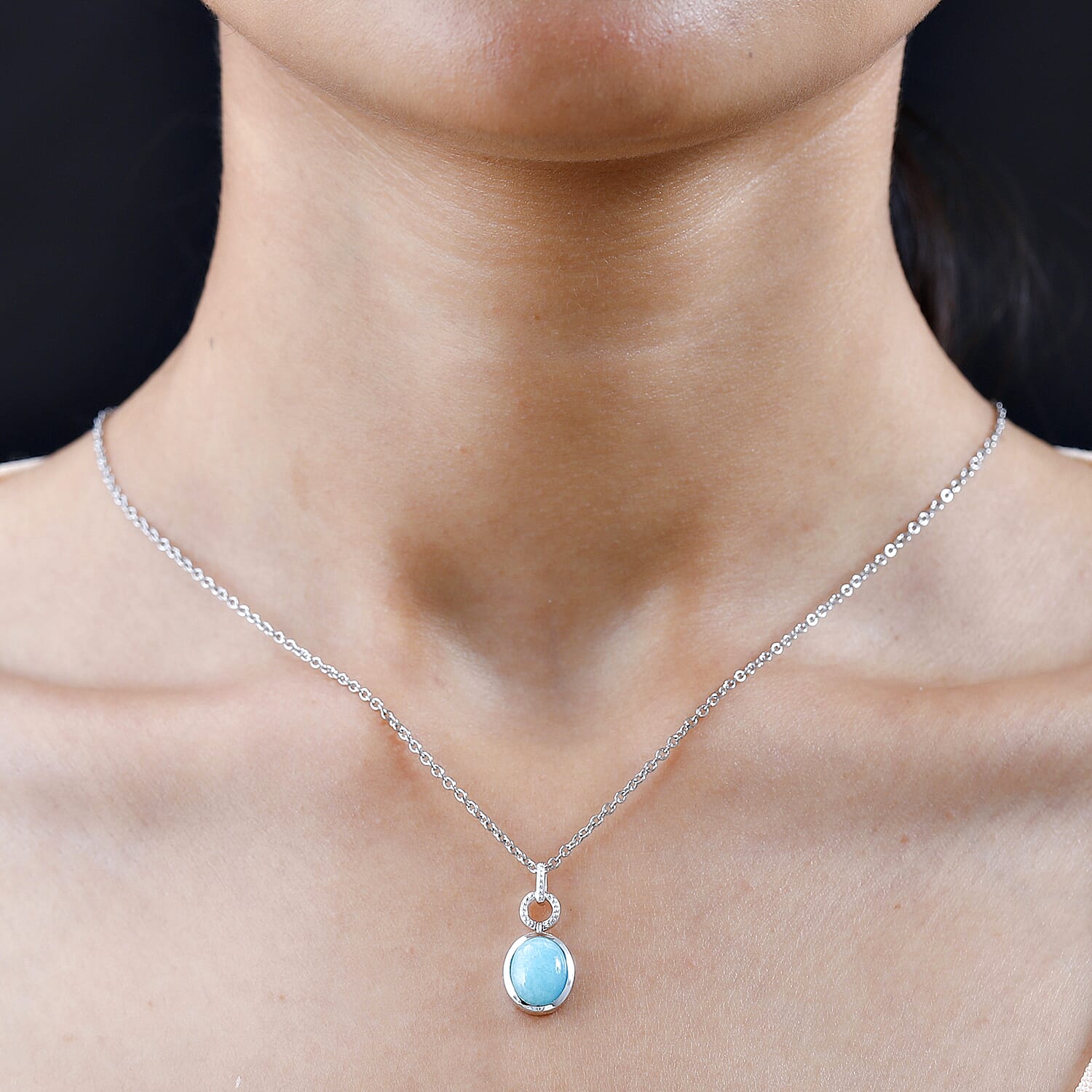 Amazonite Pendant with Chain (Size 20) in Platinum Overlay Sterling Silver 2.500 Ct.