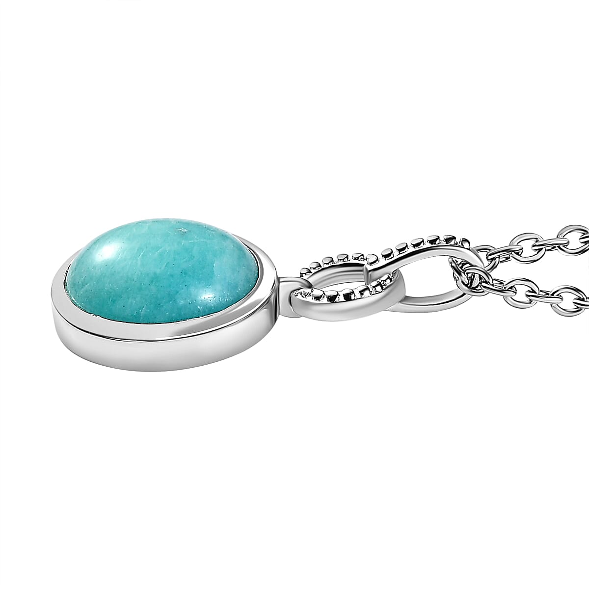 Amazonite Pendant with Chain (Size 20) in Platinum Overlay Sterling Silver 2.500 Ct.