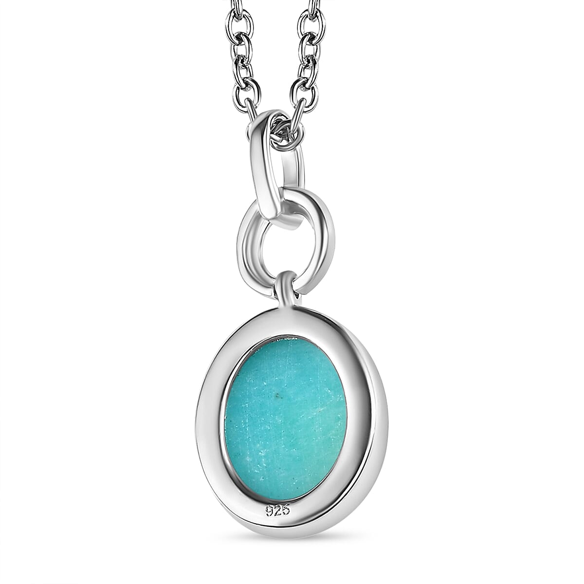 Amazonite Pendant with Chain (Size 20) in Platinum Overlay Sterling Silver 2.500 Ct.