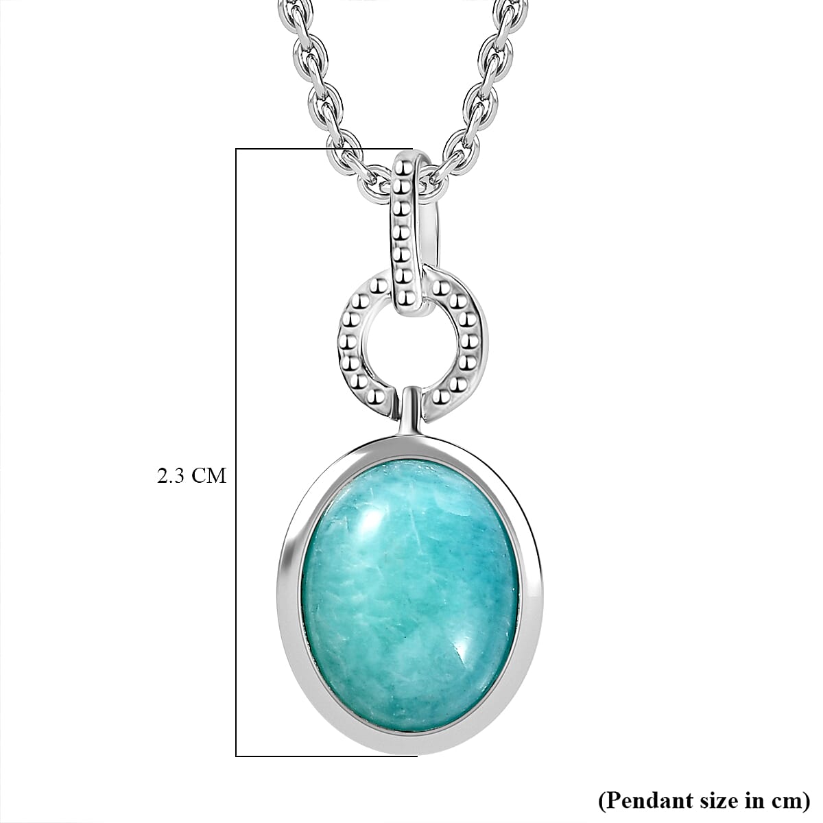 Amazonite Pendant with Chain (Size 20) in Platinum Overlay Sterling Silver 2.500 Ct.