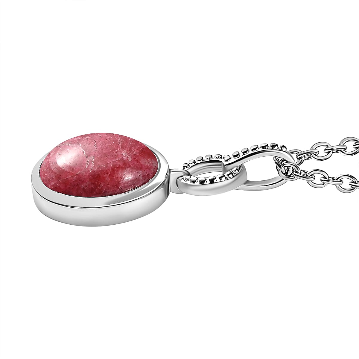 Thulite Platinum Overlay Sterling Silver Pendant with Stainless Steel Chain (Size 20) 2.50 Ct.