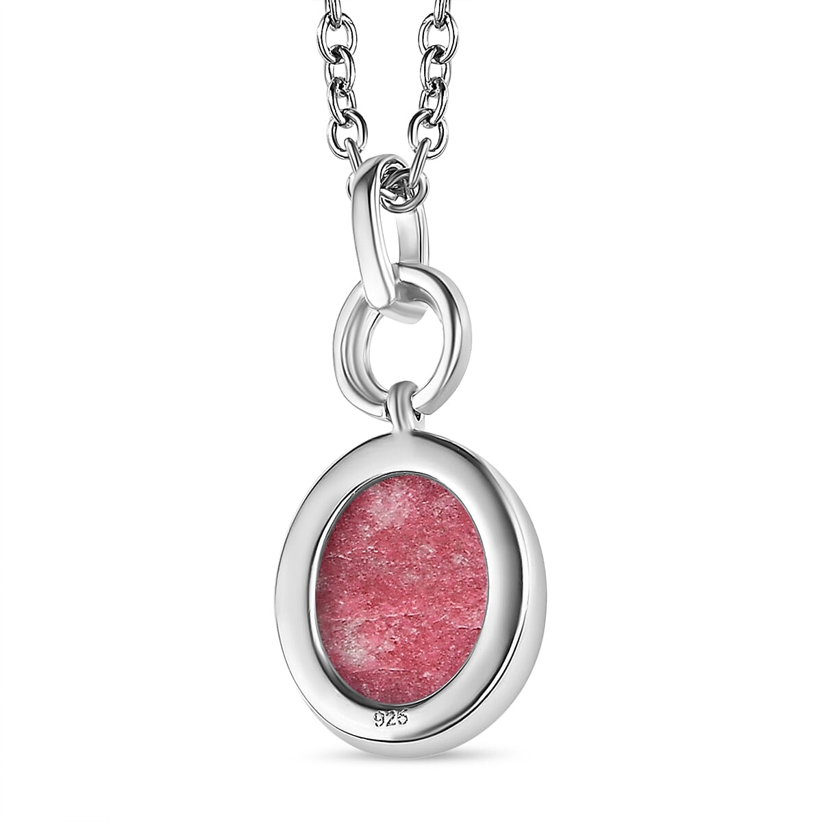 Thulite Platinum Overlay Sterling Silver Pendant with Stainless Steel Chain (Size 20) 2.50 Ct.