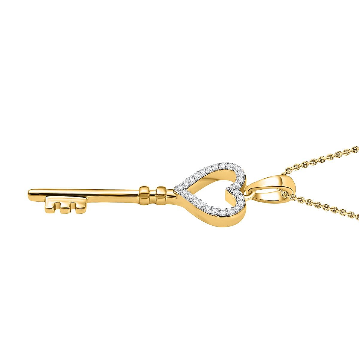 Key Moissanite Pendant with Chain (Size 20) in 18K Vermeil Yellow Gold Plated Sterling Silver