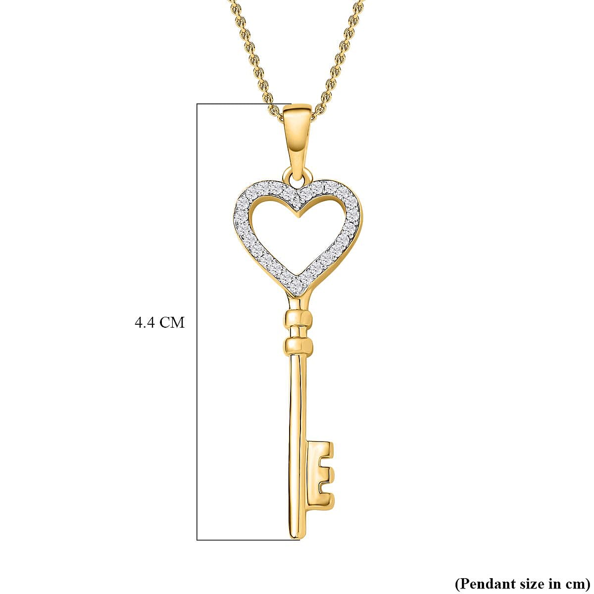 Key Moissanite Pendant with Chain (Size 20) in 18K Vermeil Yellow Gold Plated Sterling Silver