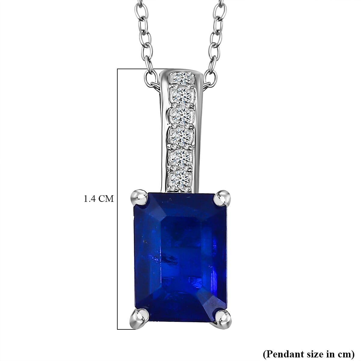 Tanzanian Blue Spinel and Natural Zircon Pendant with Chain (Size-20) in Rhodium Overlay Sterling Silver